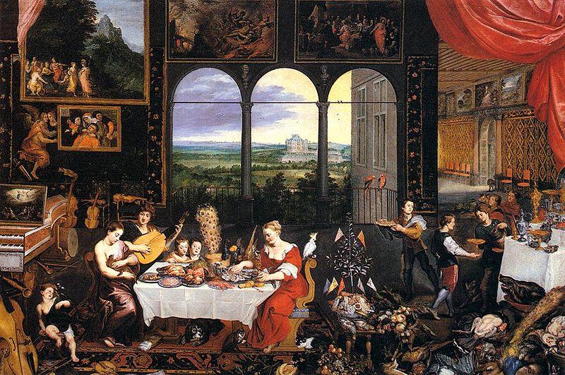 Jan Brueghel The Elder The Senses of Hearing, Touch and Taste China oil painting art